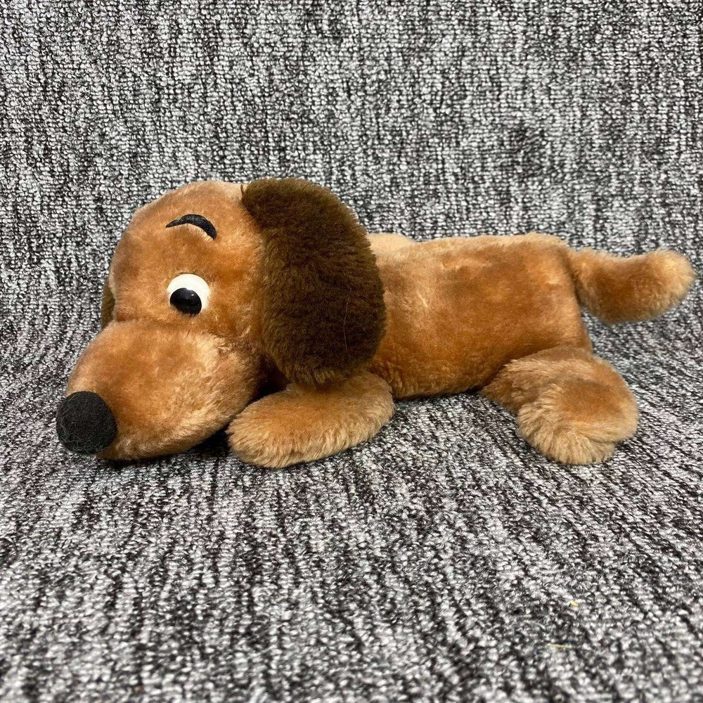 Vintage 1970s‎ R Dakin San Francisco Drooper Dog Plush Felt Side Eye Lying Brown